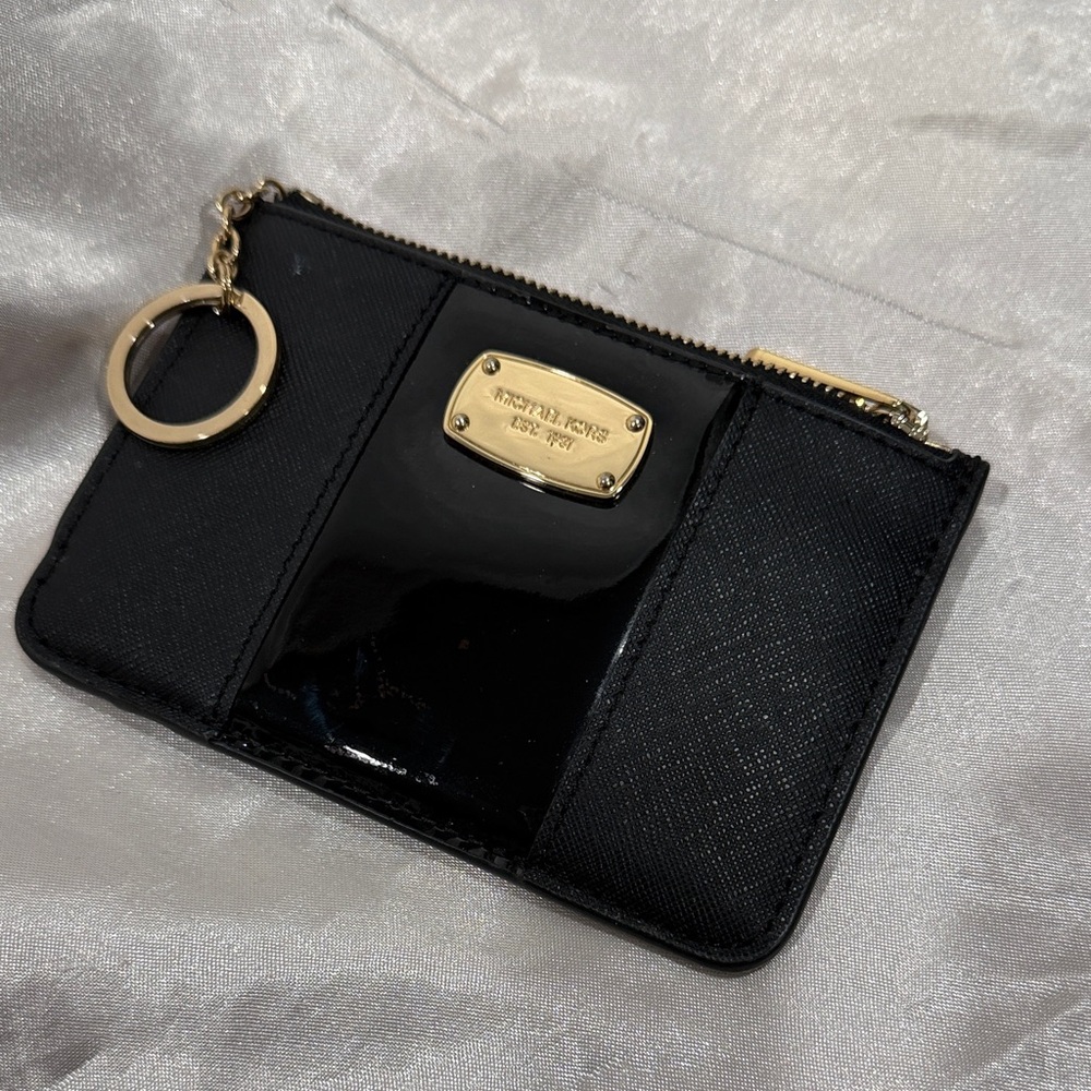 Michael Kors Black and Gold Key Card Holder